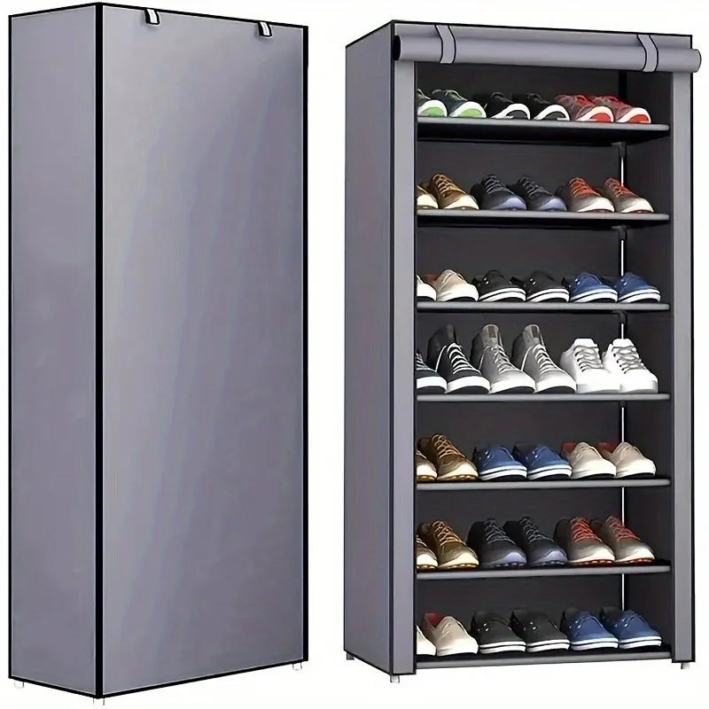 Meuble à Chaussures Modulable 6 à 10 Niveaux avec Portes Anti-Poussière