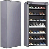 Meuble à Chaussures Modulable 6 à 10 Niveaux avec Portes Anti-Poussière