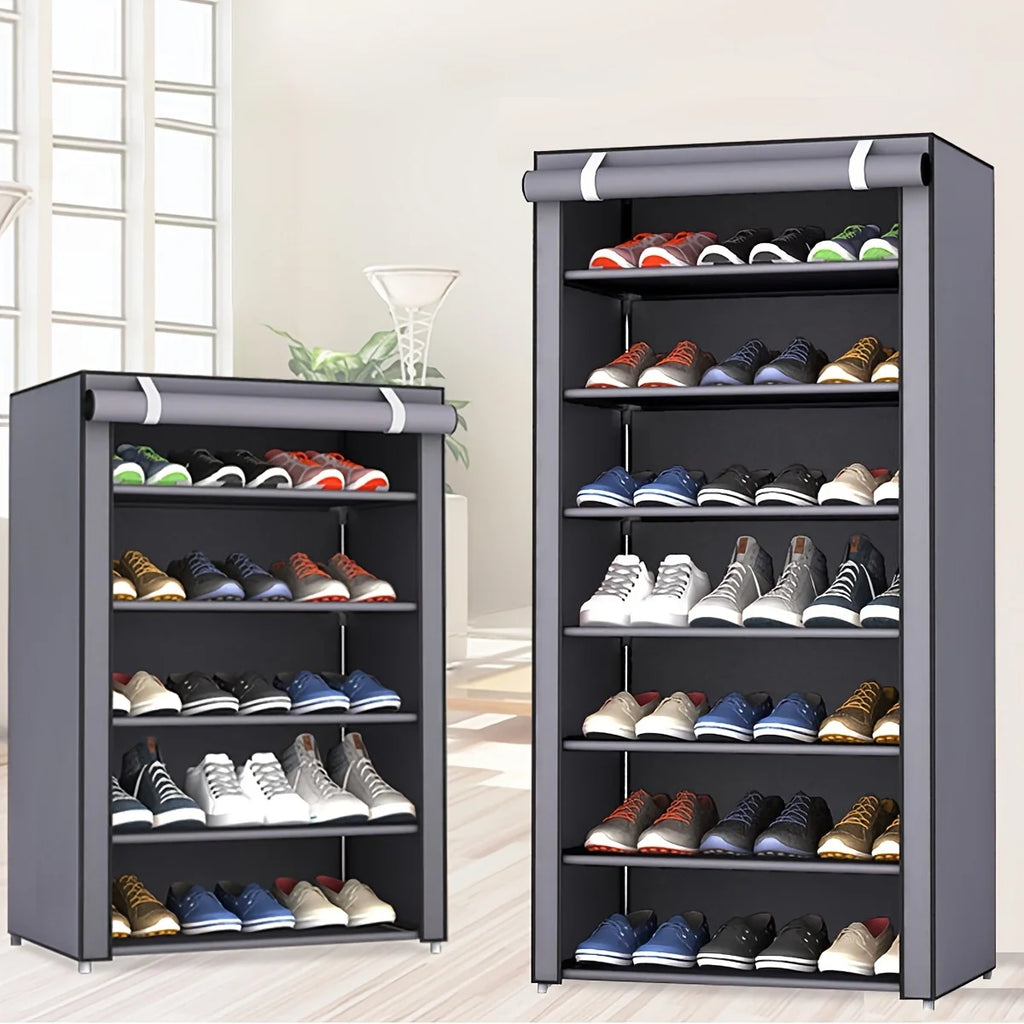 Meuble à Chaussures Modulable 6 à 10 Niveaux avec Portes Anti-Poussière