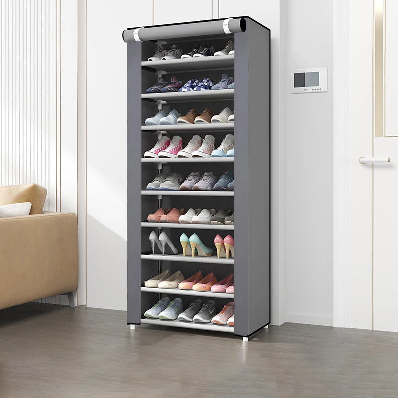 Meuble à Chaussures Modulable 6 à 10 Niveaux avec Portes Anti-Poussière